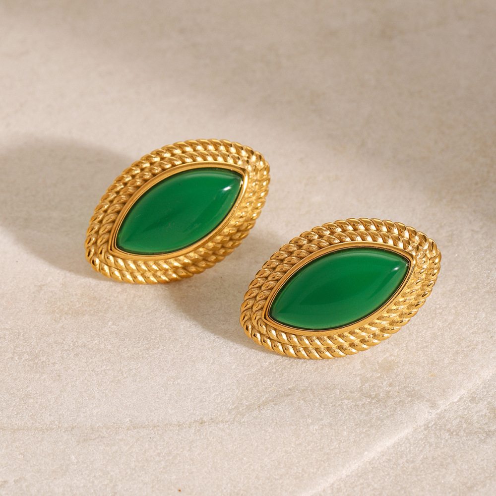 1 Paire De Boucles D'Oreilles À Tige Géométriques Rétro En Acier Inoxydable Plaqué Or Pour Femme, Série Classique h5Image3