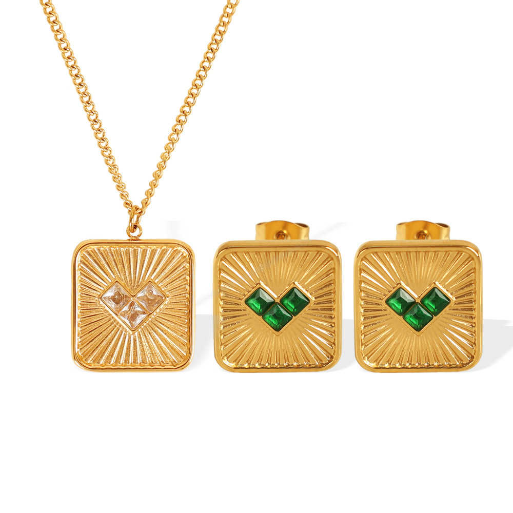 Collier Avec Pendentif En Forme De Cœur Rétro En Acier Titane Doré Pour Femme, Série Luxueuse, 1 Pièce h5Image4