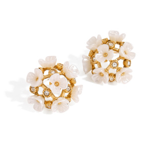 1 Paire De Boucles D'Oreilles À Tige En Acier Inoxydable Plaqué Or Pour Femme, Série Simple, Motif Fleur Douce h5 Image4