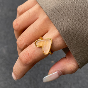 Bague Ajustable Pour Femme, En Acier Inoxydable Doré, Forme De Cœur, Couleur Or, Collection Polychrome (1 Pièce). h5 Image10
