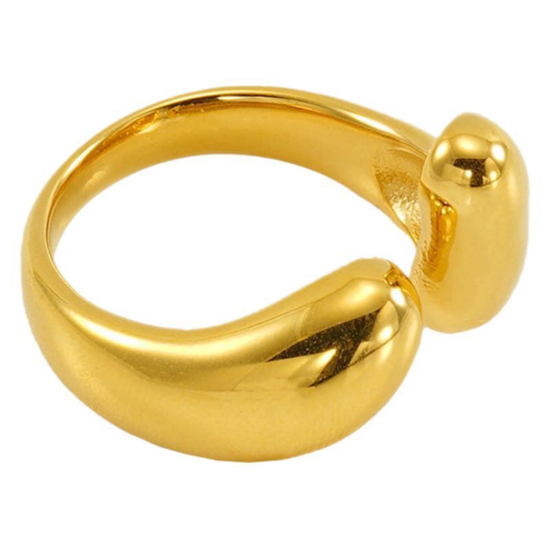 1 Paire De Bagues Ajustables Rétro Géométriques En Acier Inoxydable Plaqué Or  Pour Femme, Série Classique Image6