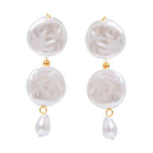 Boucles D'Oreilles Pendantes Élégantes Et Géométriques En Acier Inoxydable Plaqué Or Avec Perles Artificielles (1 Paire) h5 Image6