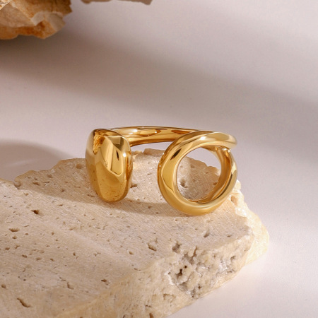 Bague minimaliste en acier inoxydable massif, étanche, couleur or (1 pièce) 2