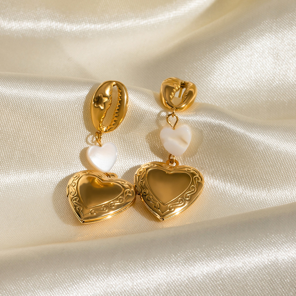 1 Paire De Boucles D'Oreilles Pendantes Élégantes En Forme De Grain De Café, En Acier Inoxydable Doré, Imperméables, De La Collection Romantique Pour Femmes. Image4
