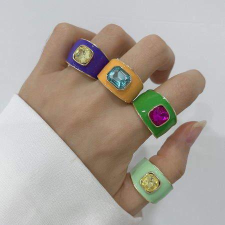 Bague simple pour femme, série luxueuse, style rétro, en alliage de couleurs mélangées 2