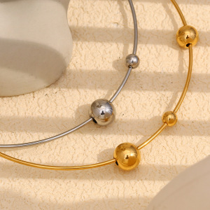 Collier Ras-De-Cou Femme Simple Series, Style Géométrique Décontracté, En Acier Inoxydable Imperméable, Couleur Or (1 Pièce) h5 Image3