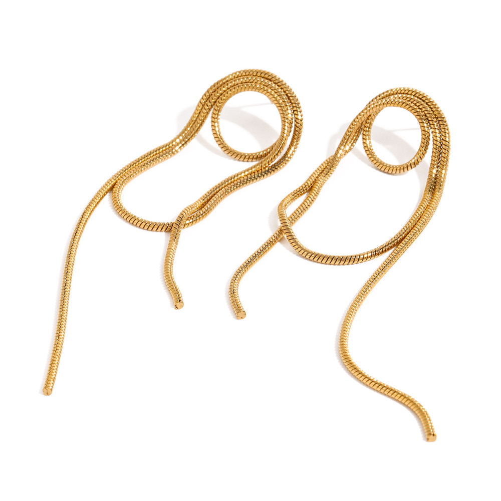 Boucles D'Oreilles Pendantes Pour Femme, Style Rétro, À Pompons, En Acier Inoxydable Plaqué Or (1 Paire). Image4