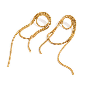 Boucles D'Oreilles Pendantes Pour Femme, Style Rétro, À Pompons, En Acier Inoxydable Plaqué Or (1 Paire). h5 Image4