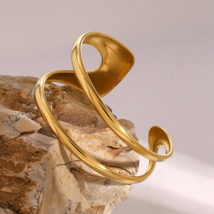 Bracelet Simple En Acier Inoxydable Plaqué Or  Pour Femme, 1 Pièce h5 Image4