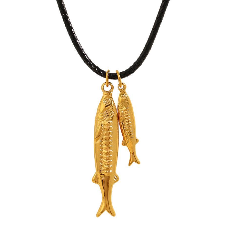 Collier Avec Pendentif En Acier Titane Plaqué Or  Pour Femme, Série Romantique, Motif Animal Naturel Image6