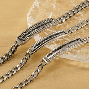 1 Paire De Bracelets Pour Hommes En Acier Titane Transfrontalier À Chaîne Cubaine, Design De Niche Haut De Gamme Tendance, Bijoux En Chaîne Nk, Bracelet Unisexe Pour Femmes Et Hommes h5 Image4