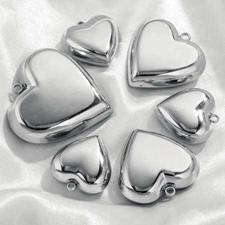 1 paire de pendentifs simples en forme de cœur, en acier inoxydable étanche, pour femmes