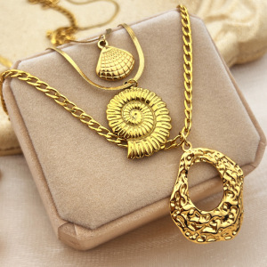 Collier Pendentif Femme Simple Series Oceanic En Acier Inoxydable Étanche Couleur Or (1 Pièce) h5 Image3