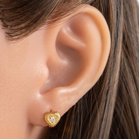 1 pièce de boucles d'oreilles créoles en forme de cœur simple, en cuivre sans placage, en zircone, pour femme 2