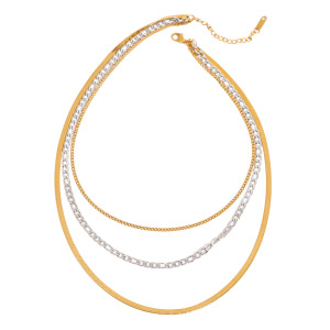 Colliers Superposés Pour Femmes, Style Simple Et Charmant, En Acier Inoxydable Étanche, Coloris Or Et Argent (1 Pièce) h5 Image6