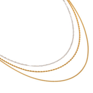 Colliers Superposés Pour Femmes, 1 Pièce, En Acier Inoxydable Étanche, Couleur Or Et Argent, Collection Modern Series Line h5 Image8