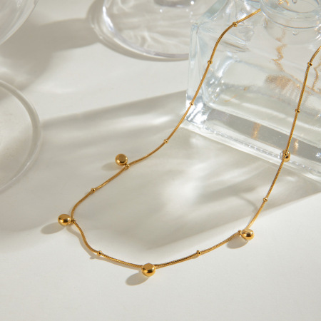 collier avec pendentif géométrique en acier inoxydable plaqué or  et zircon pour femme, série simple et décontractée, 1 pièce 2