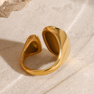 Bague Ajustable Pour Femme, En Acier Inoxydable Moderne, Étanche, Plaquée Or Et Ornée De Zircon (1 Pièce). h5 Image3
