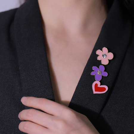 Broche en alliage pour femme, série romantique, motif cœur rétro, 1 pièce 2