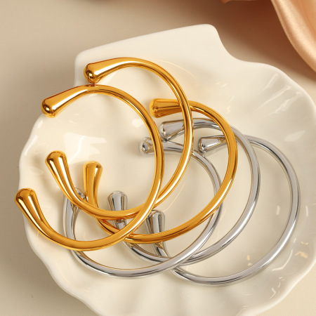 Bracelet Simple En Acier Inoxydable Plaqué Or  Pour Femme, 1 Pièce