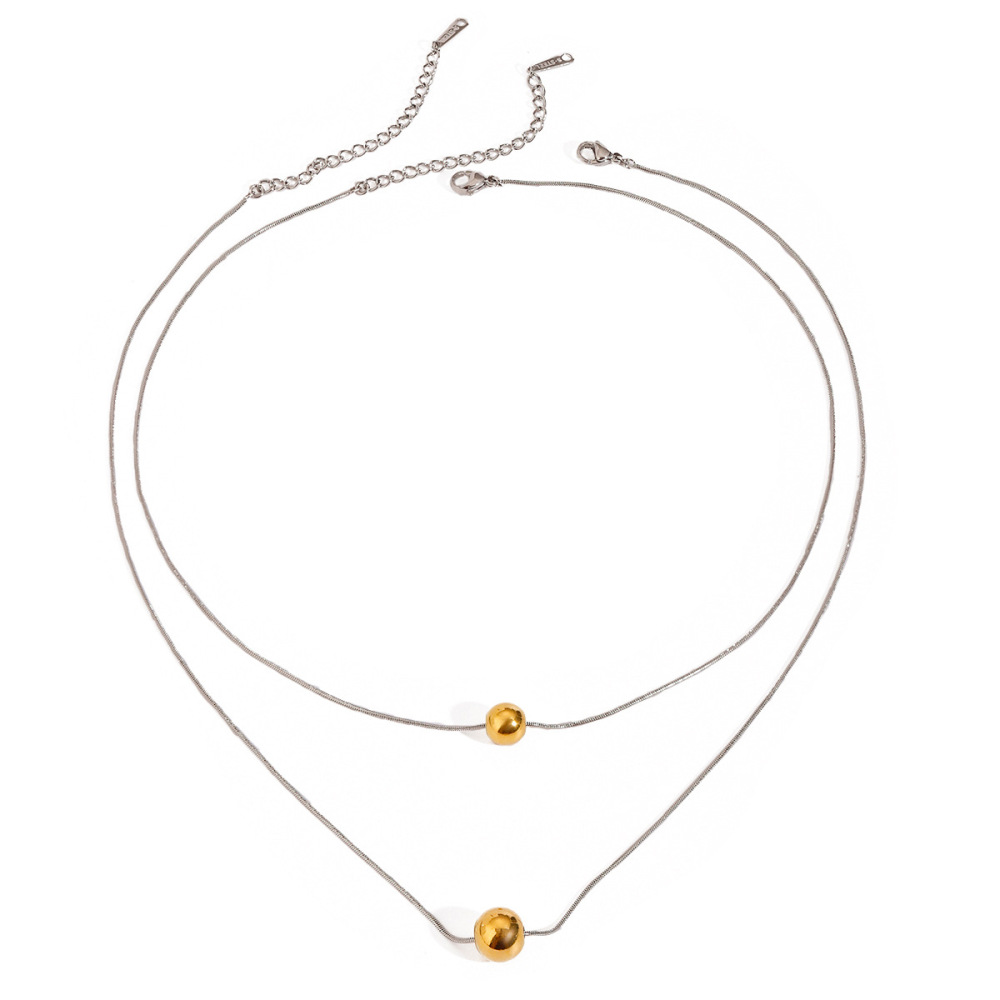 Collier Avec Pendentif Rond En Acier Inoxydable Plaqué Or Pour Femme, Série Simple, Style Ins h5Image6