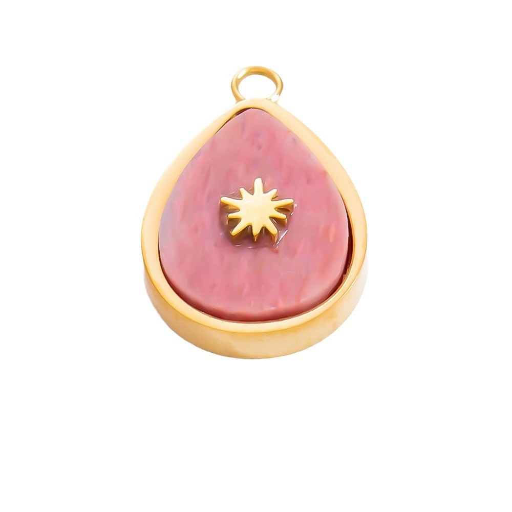 Pendentif Femme Style Bohème Rétro En Forme D'Étoile, Orné D'Une Pierre Naturelle Chromatique, En Acier Inoxydable Et Étanche, Couleur Or (1 Pièce) h5Image8