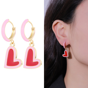 1 Paire De Boucles D'Oreilles En Alliage Pour Femme, Série Romantique, Motif Cœur h5 Image4