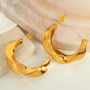 1 Paire De Boucles D'Oreilles Puces Classiques Géométriques Simples En Acier Inoxydable Plaqué Or Pour Femme h5 Image3