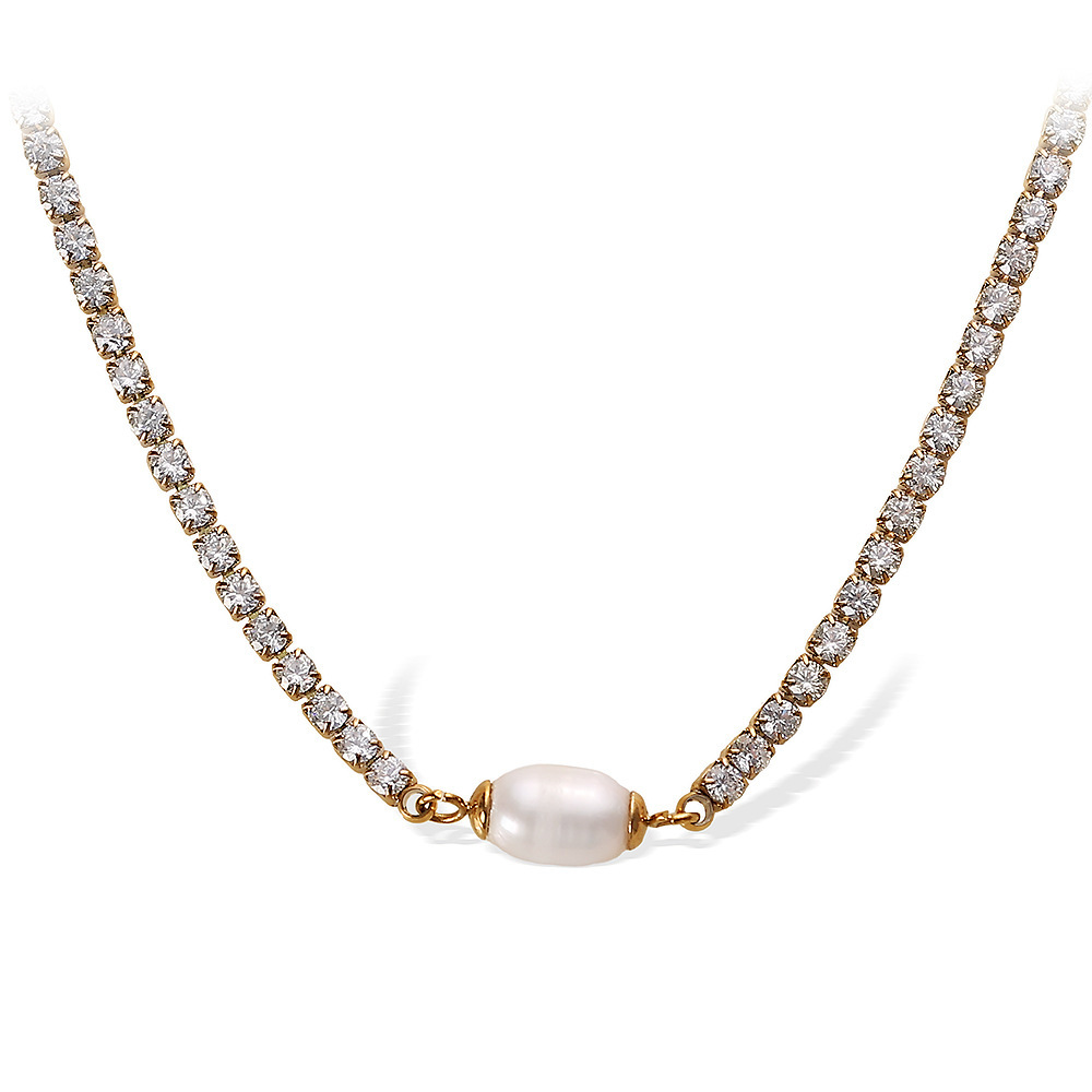 Collier Chaîne Pour Femme, Série Classique, Style Rétro Géométrique, En Acier Titane, Couleur Or Image10