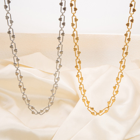 collier pendentif unisexe en acier inoxydable plaqué or , série simple, 1 pièce