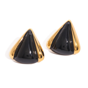 1 Paire De Boucles D'Oreilles À Tige Géométriques Quotidiennes En Acier Inoxydable Plaqué Or  Pour Femme h5 Image5