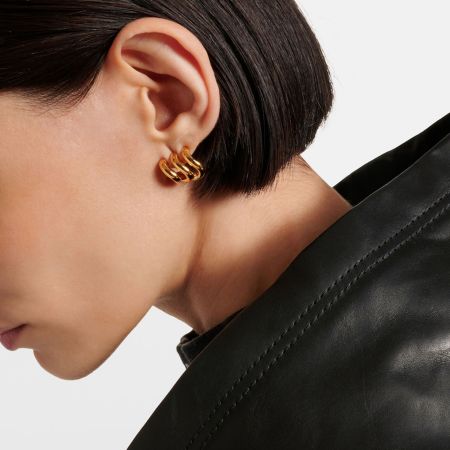 Boucles d'oreilles puces minimalistes annulaires en acier inoxydable doré, étanches, collection Designable Series (1 paire) 2