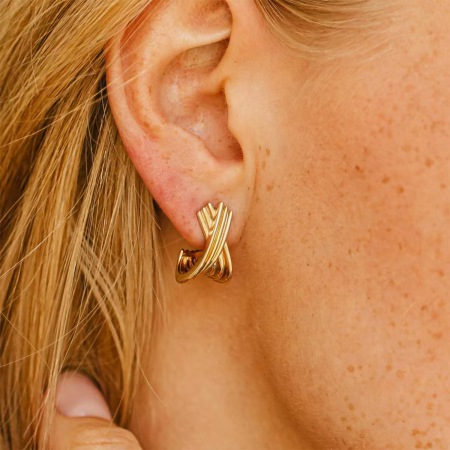 1 paire de boucles d'oreilles à tige style patchwork plaquées or
