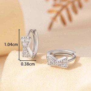 1 Pièce De Boucles D'Oreilles Créoles Pour Femme, Série Simple, Nœud Papillon, Cuivre Sans Placage, Zircone h5 Image3