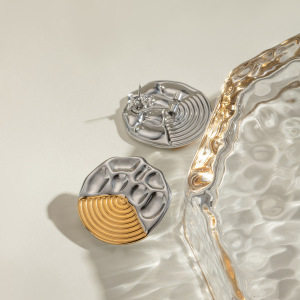 1 Paire De Boucles D'Oreilles À Tige Géométriques Rétro En Acier Inoxydable Plaqué Or Pour Femme h5 Image3