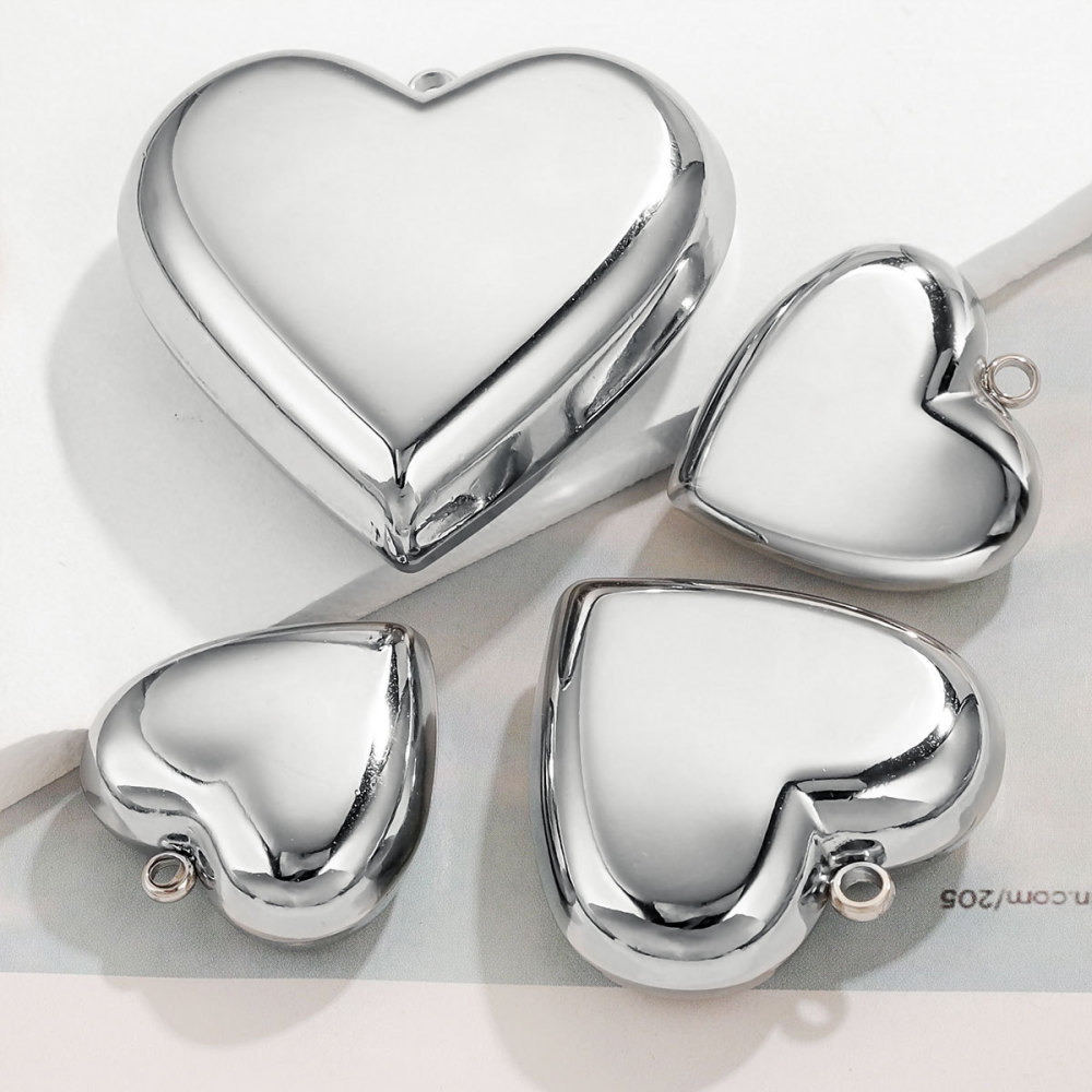 1 Paire De Pendentifs Simples En Forme De Cœur, En Acier Inoxydable Étanche, Pour Femmes Image3