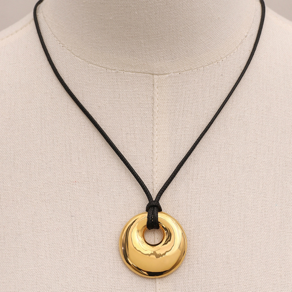 Collier Avec Pendentif Pour Femme, Série Simple, Couleur Unie, En Acier Inoxydable Plaqué Or Image5