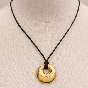 Collier Avec Pendentif Pour Femme, Série Simple, Couleur Unie, En Acier Inoxydable Plaqué Or h5 Image5