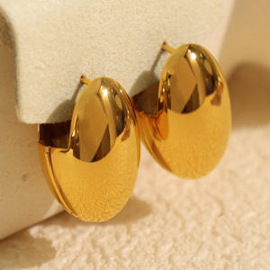 1 Paire De Boucles D'Oreilles Puces Pour Femme, En Acier Inoxydable Plaqué Or, Couleur Unie, De La Collection Simple. h5 Image3