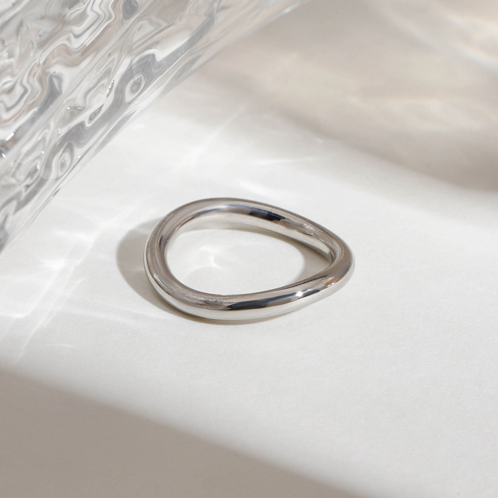 Bague Simple Pour Femme, 1 Pièce, Série Simple, Style Ins, En Acier Inoxydable, Couleur Or Image9