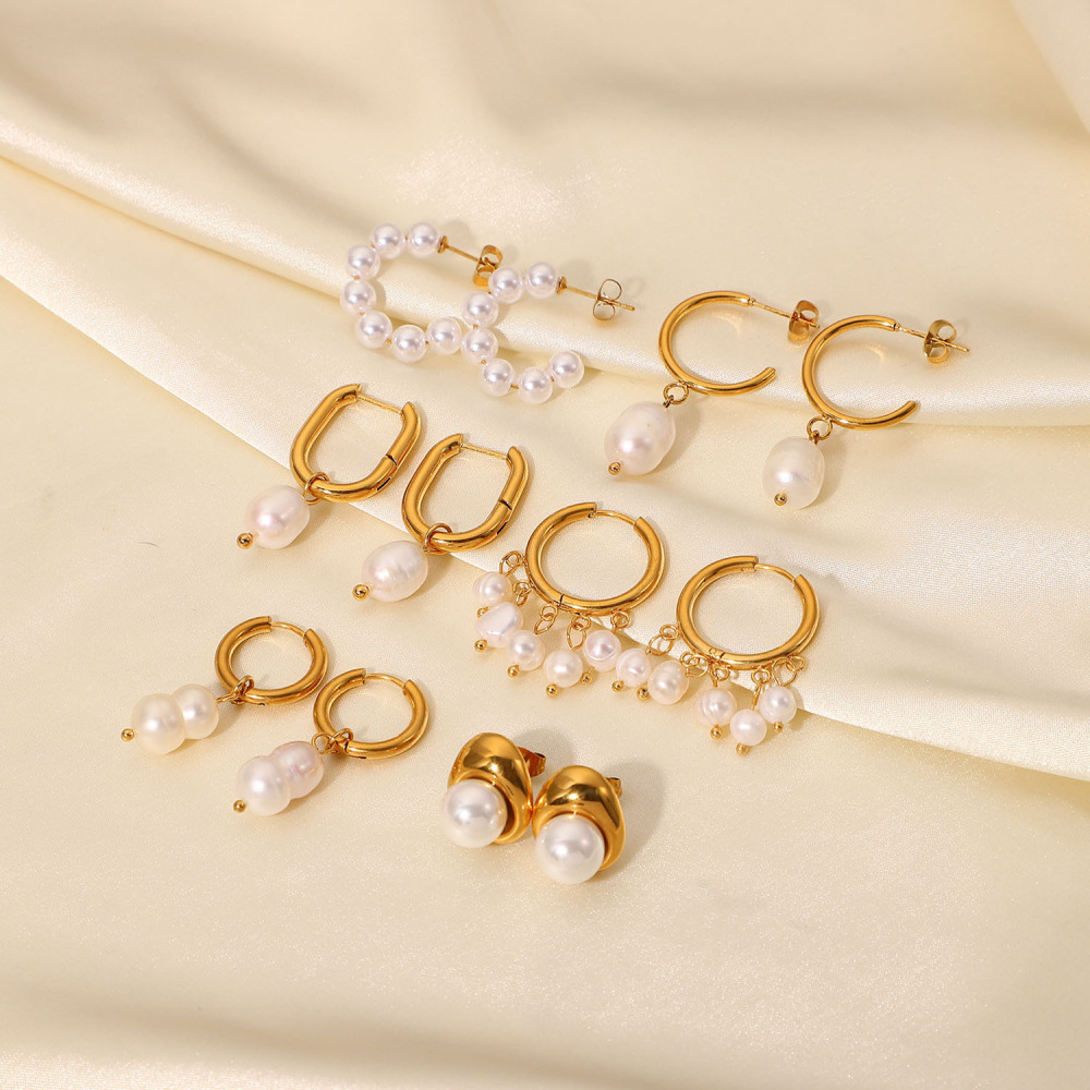Boucles D'Oreilles En Acier Inoxydable Or De S Internet De Style Européen Et Américain Ins, Boucles D'Oreilles En Perles Personnalisées À La Mode, Bijoux Pour Femmes h5Image4