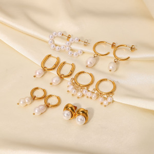 Boucles D'Oreilles En Acier Inoxydable Or De S Internet De Style Européen Et Américain Ins, Boucles D'Oreilles En Perles Personnalisées À La Mode, Bijoux Pour Femmes h5 Image4