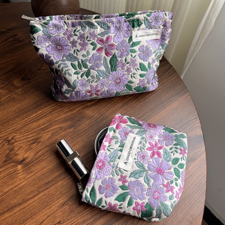 Sac à main en toile à fleurs naturelles pour femme, série romantique, 1 pièce 2