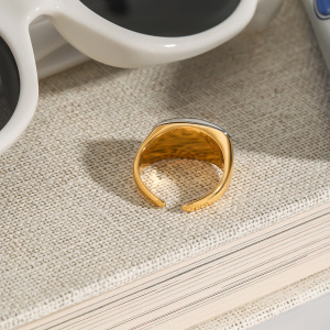 Bague Ajustable Ovale Minimaliste En Acier Inoxydable, Étanche, Couleur Or Et Argent, Pour Femme. h5 Image6