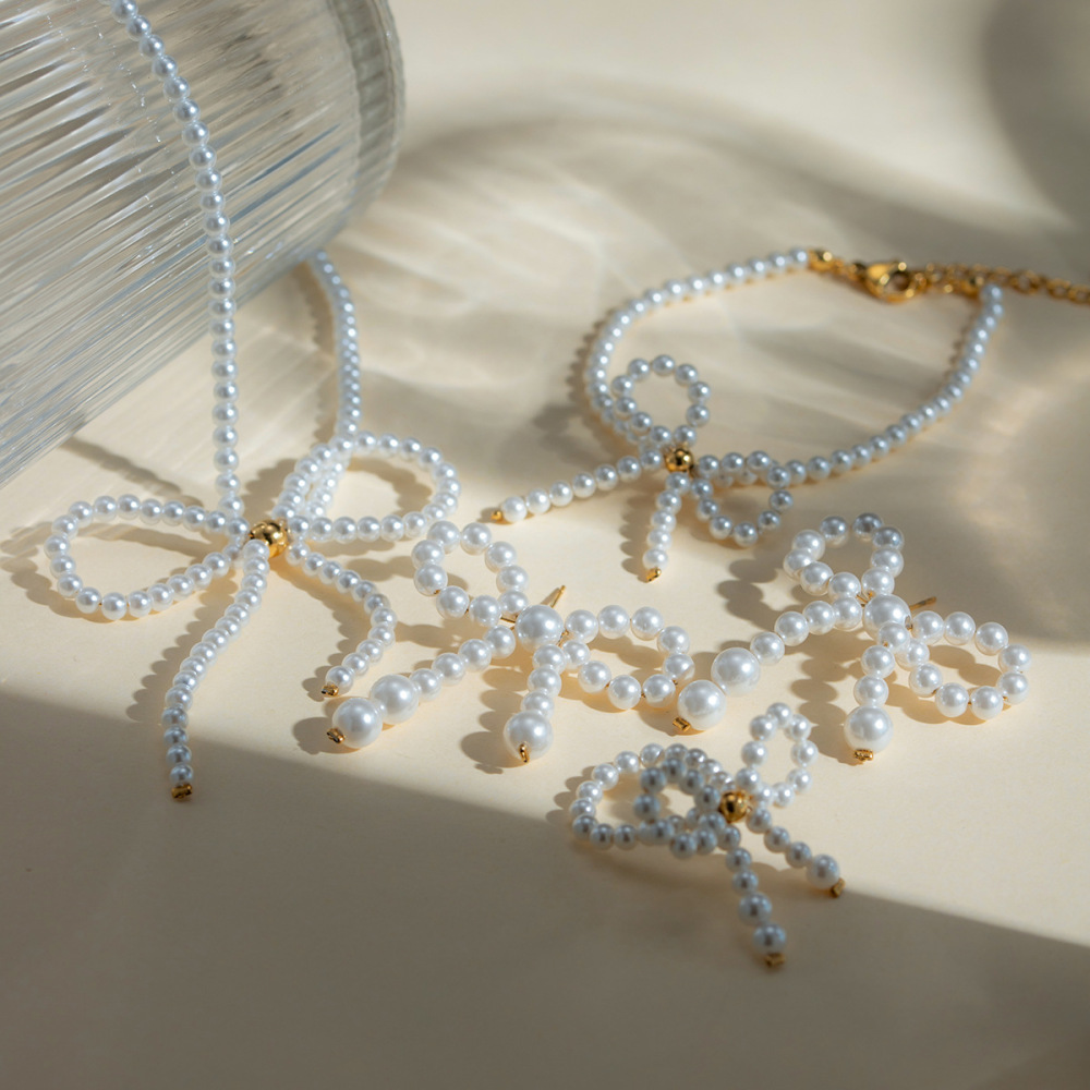 Boucles D'Oreilles En Forme De Nœud En Acier Inoxydable , Style Ins Transfrontalier Européen Et Américain, Accessoires De Luxe Légers Pour Femmes Image6