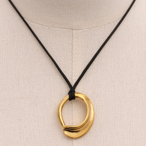 Collier Avec Pendentif Géométrique En Acier Inoxydable Plaqué Or  Pour Femme, Série Simple Et Décontractée, 1 Pièce h5 Image5