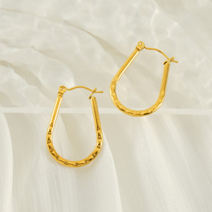 1 Paire De Boucles D'Oreilles Créoles Simples Géométriques En Acier Inoxydable Plaqué Or Pour Femme h5 Image5