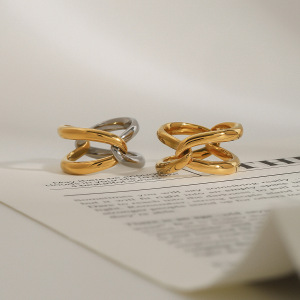 Bague Simple Pour Femme, Collection Daily Twist, En Acier Inoxydable, Couleur Or, Étanche (1 Pièce). h5 Image6