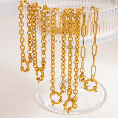 Collier chaîne femme DIY en acier inoxydable, couleur or, étanche, 1 pièce, collection Simple Series 2