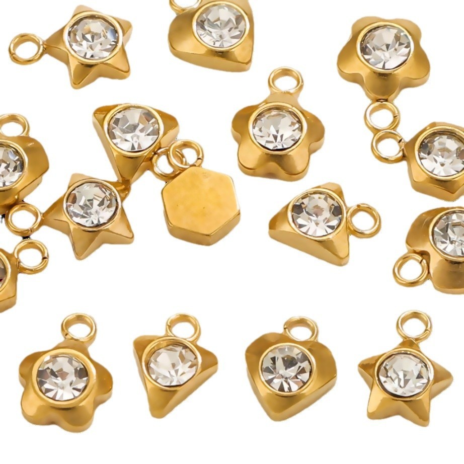 1 Paire De Pendentifs Pour Femme En Forme De Cœur Simple, Plaqués Or , En Zircone Image6